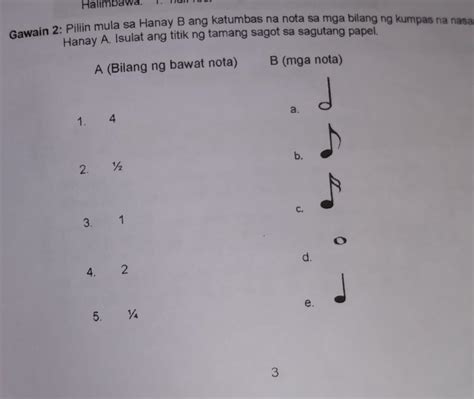 katumbas na sukat o bilang|Pagkilala sa nota at pahinga .